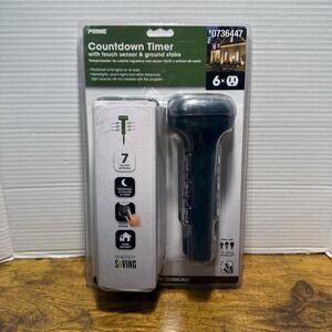 Prime 6 Outlet Outdoor Countdown Timer  Touch Sensor‎ Photocell Ground Stake NEW